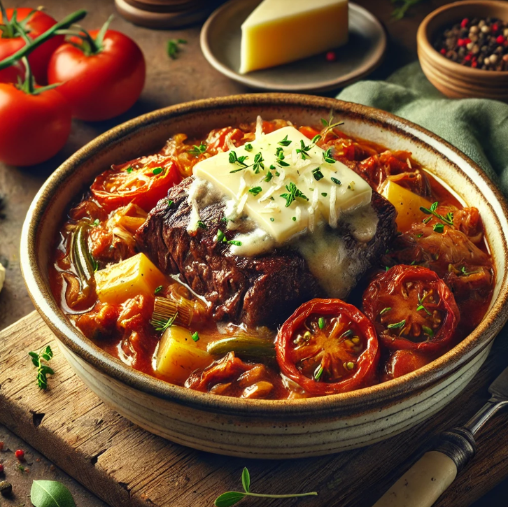 Slow cooked organic beef shin lasagna with rich tomato ragu and 3 cheese bechamel